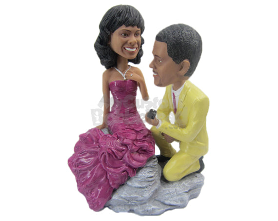 Custom Bobblehead Delightful Wedding Proposal In A Rocky Mountain - Wedding & Couples Couple Personalized Bobblehead & Cake Topper Custom Bobblehead Delightful Wedding Proposal In A Rocky Mountain - Wedding & Couples Couple Personalized Bobblehead & Cake Topper